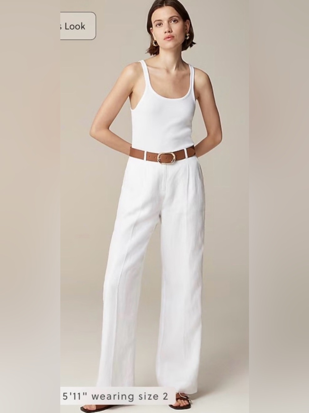 J.Crew Plus Size Wide-leg Essential pant in linen in white